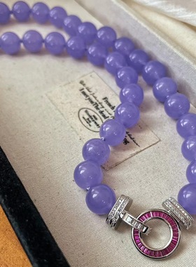 新中式复古紫罗兰串珠项链