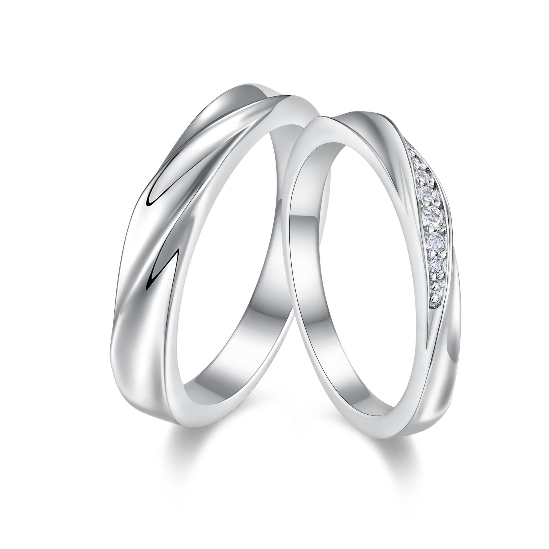 DR18K sterling silver moissanite one carat couple ring