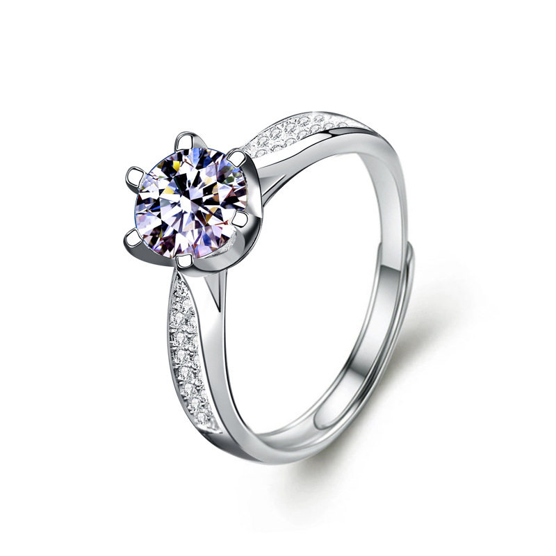 DR18K sterling silver moissanite luxury six-claw engagement ring