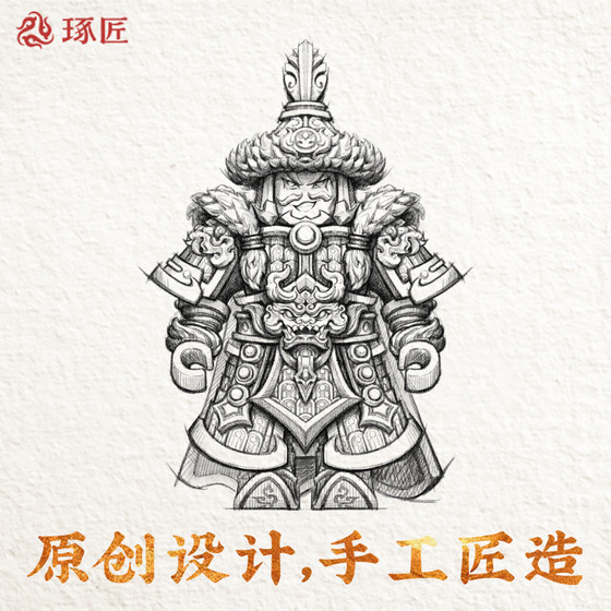琢匠金兀术摆件甲胄手办桌面磁吸模型金属人仔工艺品玩具铜手把件