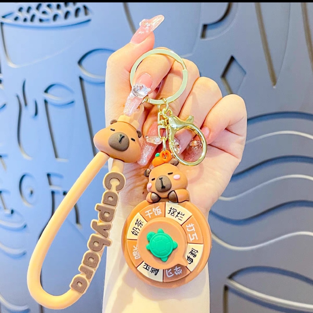 创意网红卡通卡皮巴拉挂件转盘包包个性钥匙链水豚君挂件 - 图3