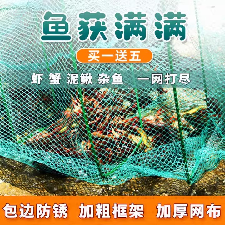 虾笼捕虾网鱼笼抓河虾笼鳝鱼黄鳝笼泥鳅网加厚折叠渔网地网笼鱼网 - 图2