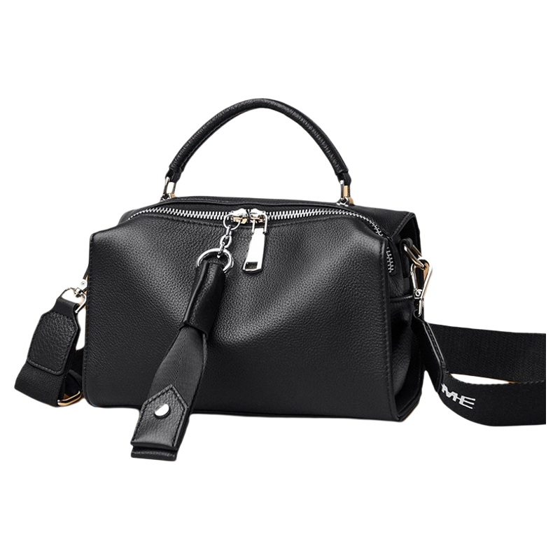 2026新款时尚百搭单肩手提包女士黑色真皮枕头包宽肩带通勤斜跨包,淘宝优惠券,粉丝福利购,淘宝优惠卷