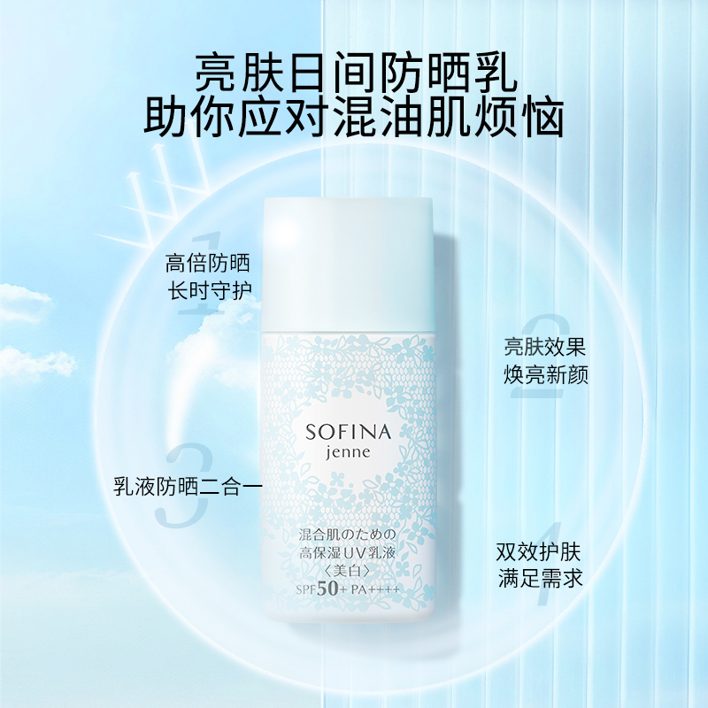 SOFINA苏菲娜蓝蕾丝防晒霜面部清爽防晒乳液二合一SPF50+高倍防晒 - 图2