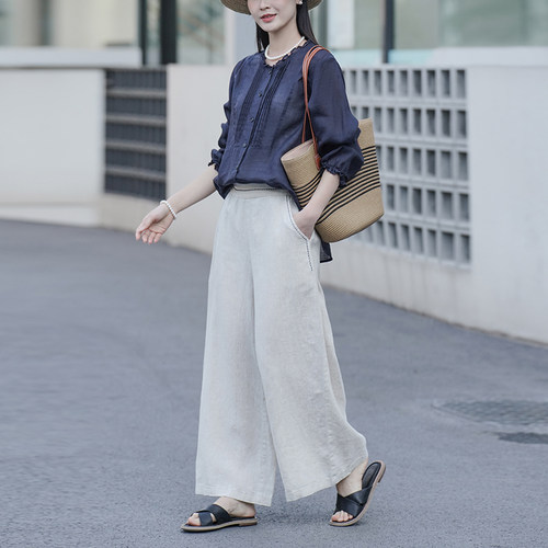 麻意 100%苎麻木耳领衬衫女长袖 2026夏季薄款风琴褶上衣 - 图3