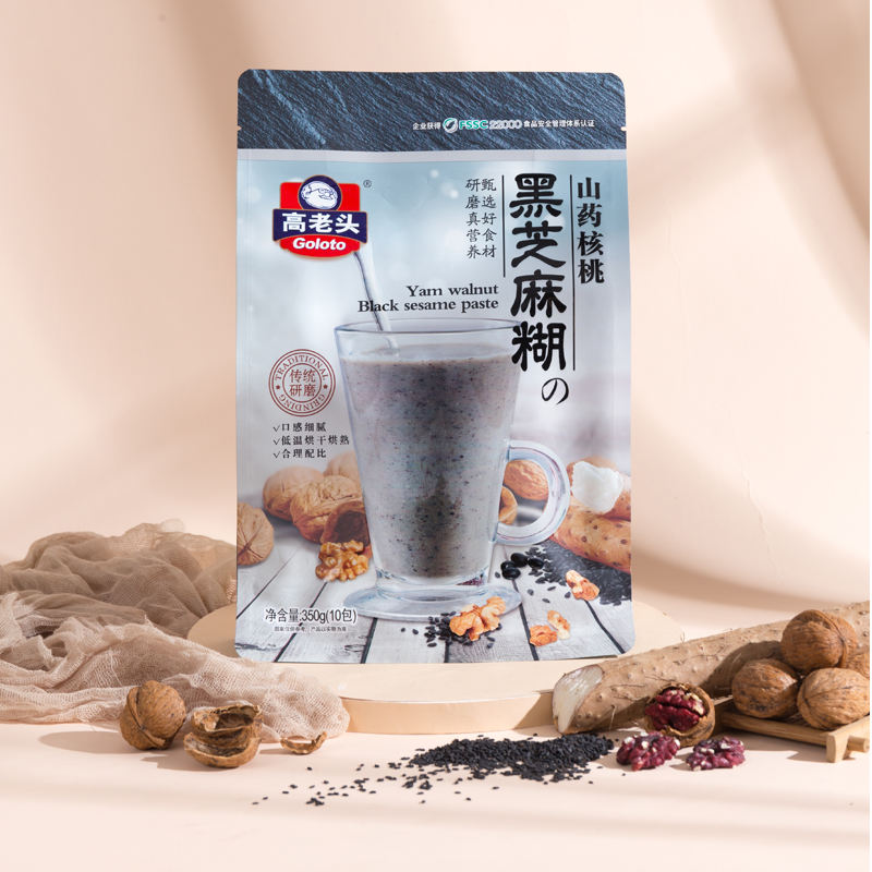 高老头黑芝麻糊山药核桃芝麻粉代餐即食早餐冲饮350g10小包 - 图0