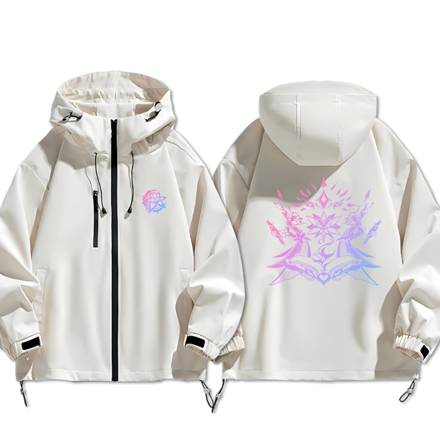 崩坏昔涟星穹铁道爱莉希雅二次元印象加棉保暖冲锋衣男女连帽外套 - 图3