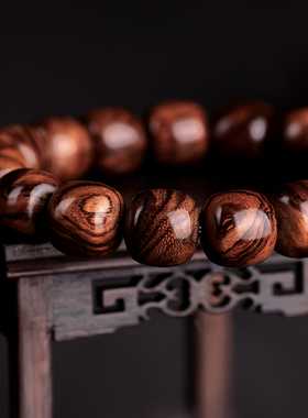 海南黄花梨手串单圈高油皮山水纹