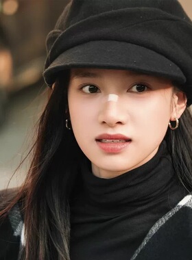 张婧仪同款羊毛呢报童帽女秋冬高级感复古八角帽显脸小大头围帽子