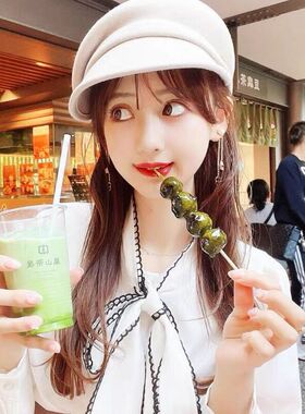 小香风格M标报童帽子女秋冬