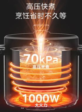 美的电压力锅双内胆有钛青瓷厚釜