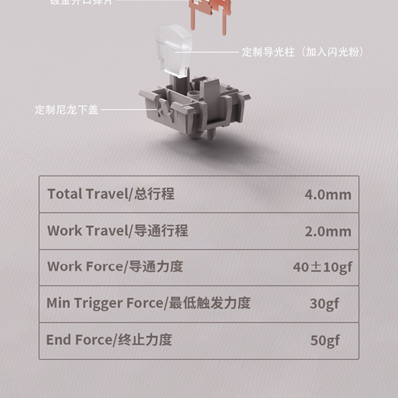 FL腹灵静音灰雪轴体轻音顺滑 踏雪无声 轴心采用POM+定制加硬缓震