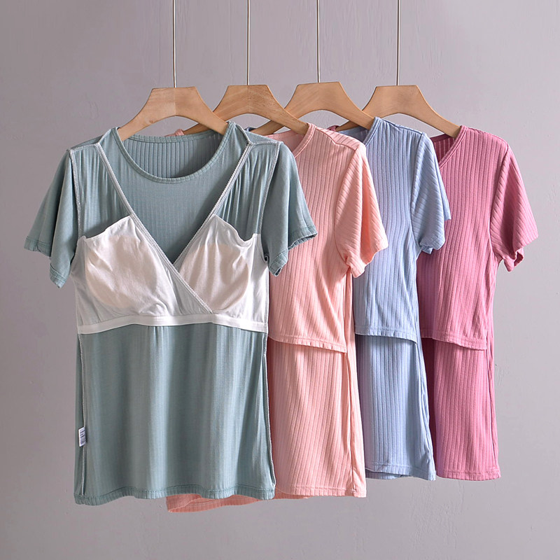 2022新坑条上掀孕产妇哺乳短袖月子服喂奶服打底衫家居服外出上衣,淘宝优惠券,粉丝福利购,淘宝优惠卷