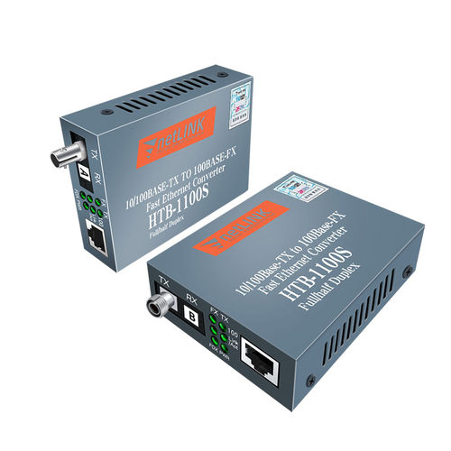 适用于netlink光纤收发器光电转换FC单纤ST单口25\40\80公里百兆HTB-1100S-25kmA/B圆头光纤转RJ45安防监控 - 图1