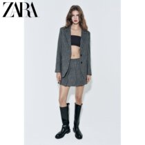 ZARA winter new womens clothing ZW Series fine striped goat hair blend short dress 2135758837