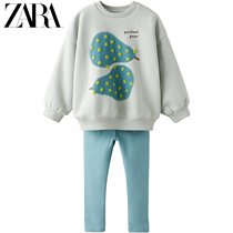 ZARA winter new baby toddler printed suede sweatshirt and underpants suit 1880547538