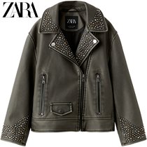 ZARA new child clothing girl leather effect locomotive jacket jacket 0562731700