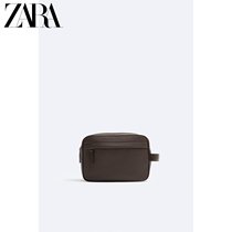 ZARA winter new pint mens bag brown embossed washing bag 3703320700