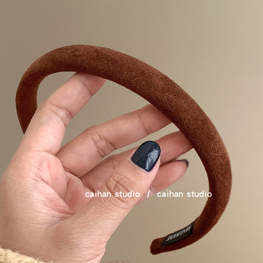 Oily chestnut brown~Velvet thin hairband retro hair binding for women