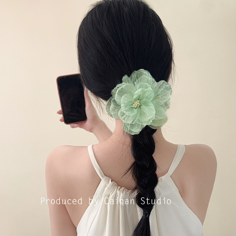 冰纱牡丹~超仙甜美花朵鸭嘴夹发夹女后脑勺高级感无痕刘海夹发饰,淘宝优惠券,粉丝福利购,淘宝优惠卷