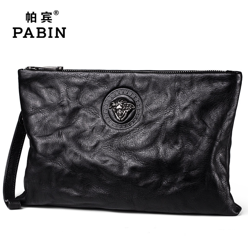 帕宾男士真皮手拿包大容量软潮男包 帕宾男士包袋