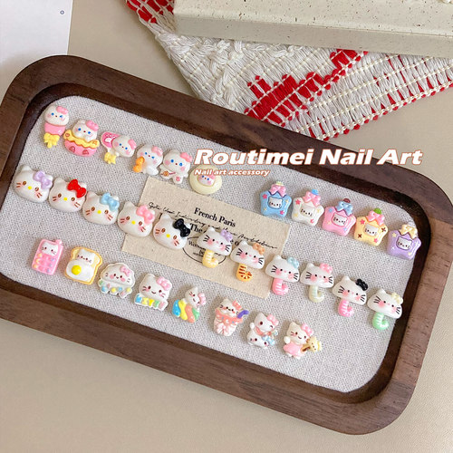 新款树脂卡通指甲配件百搭雨伞猫头蝴蝶结小星星爆款可爱指甲饰品 - 图0