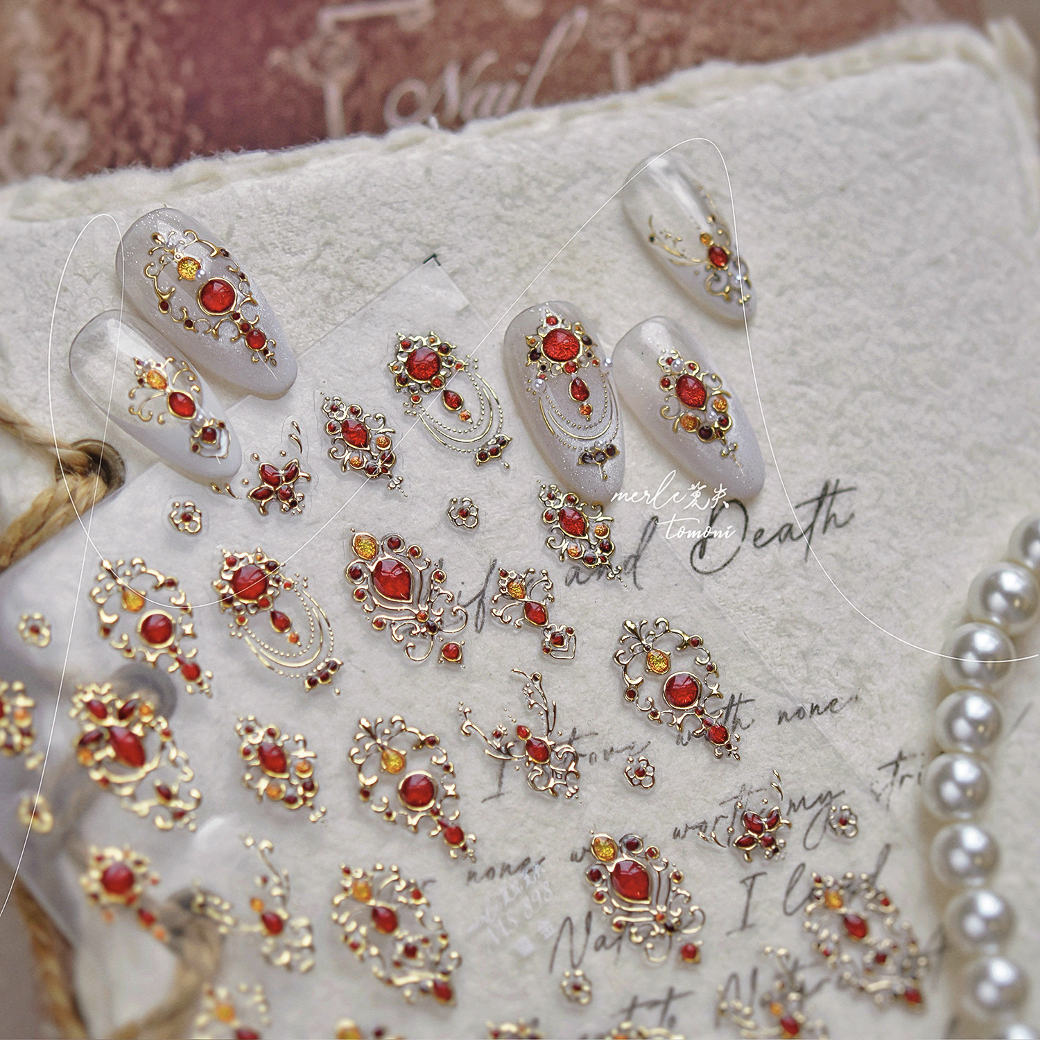 巴洛克权杖烫金美甲贴纸复古鎏金款奢华宝石品背胶指甲贴纸高级款,淘宝优惠券,粉丝福利购,淘宝优惠卷