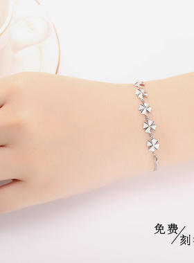 四叶草纯银手链女韩版小众设计