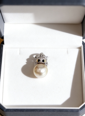 天然海水南洋金珠吊坠大号无牙仔S925银万能扣孤品12.7mm新年酬宾