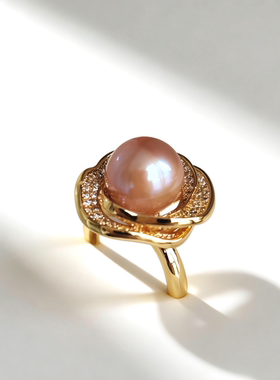 天然淡水珍珠戒指极光爱迪生彩珠重工镶嵌戒指10-11mm酬宾孤品