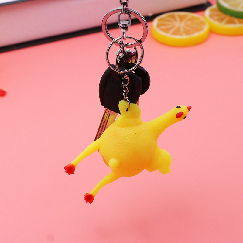 Creative funny vent chicken key chain pendant gift trick pinch happy laying hen decompression small gift wholesale