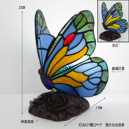 艺术玻璃欧式灯台灯温馨卧室床头灯欧式客厅复古美式喂奶桌灯 - 图0