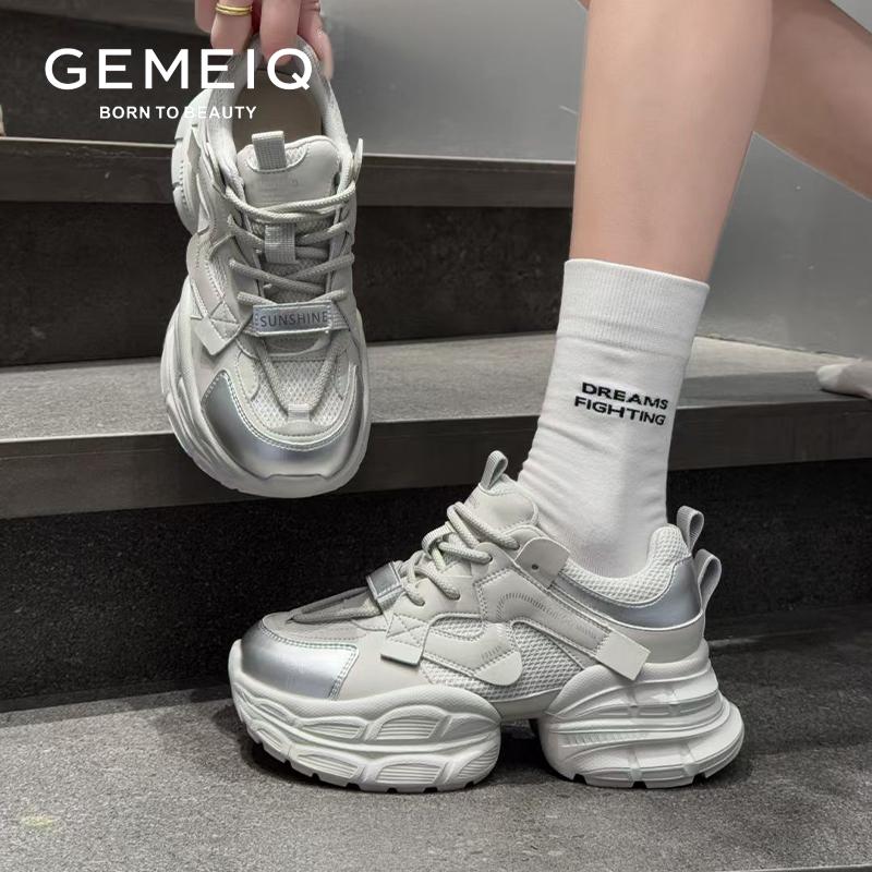 戈美其轻便厚底老爹鞋女2025年春季新款运动休闲鞋百搭增高显脚小 - 图0
