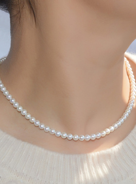 925纯银天然淡水珍珠锁骨链女