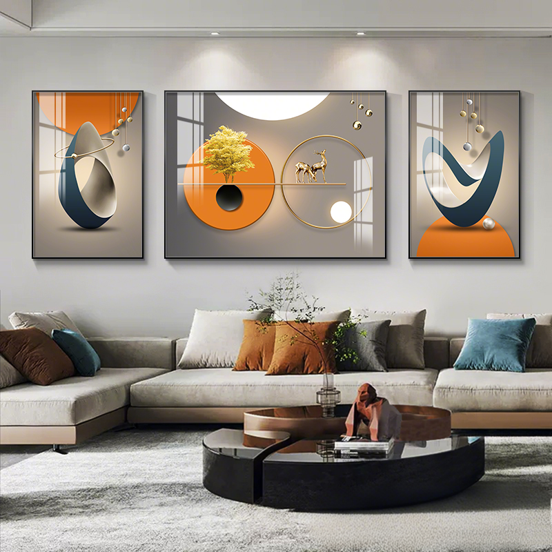 现代简约客厅装饰画沙发背景墙挂画新款大气壁画三联画轻奢晶瓷画,淘宝优惠券,粉丝福利购,淘宝优惠卷