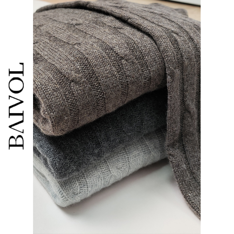 BAIVOL 休闲立领羊绒衫男冬季加厚扭花毛衣潮流半开拉链线衣 - 图2