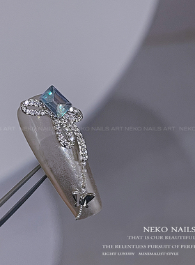 NEKONK锆石蝴蝶结美甲金属饰品