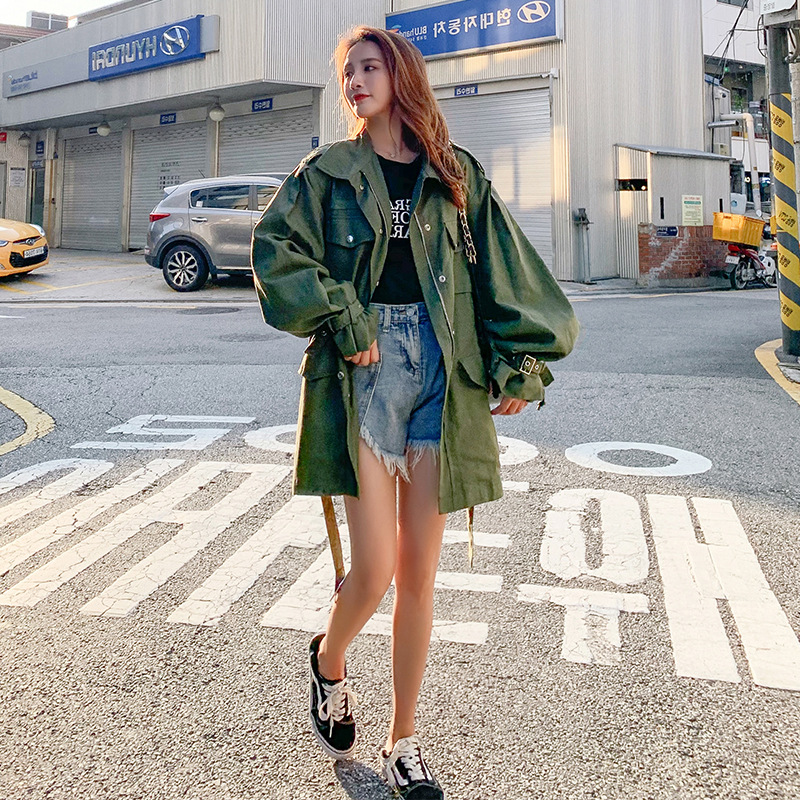 港风外套女韩版宽松 秋新款韩版时尚气质衣女中长款小个子风衣 2019 港风外套女韩版宽松 秋新款韩版时尚气质衣女中长款小个子风衣 2019