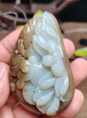 花开富贵手把件且末糖和田玉