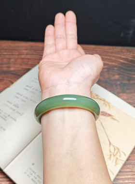 和田青白玉手镯55mm送证书保真