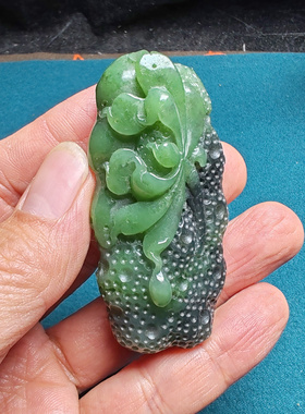 和田玉碧玉莲花如意小手把件苏工精品诗意特价男女国风荷出绿波