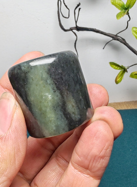 和田玉青花籽料扳指男款油润古朴