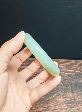 和田玉青白玉手镯送证书55mm