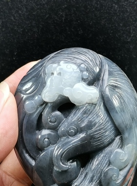 天然新疆和田玉籽料青花墨玉老鹰鱼如意手把件男女款式抓住机遇