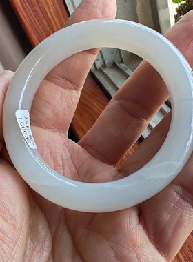 和田玉烟灰飘花手镯56mm精品保真