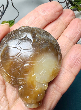 和田玉且末糖玉龙龟手把件油润