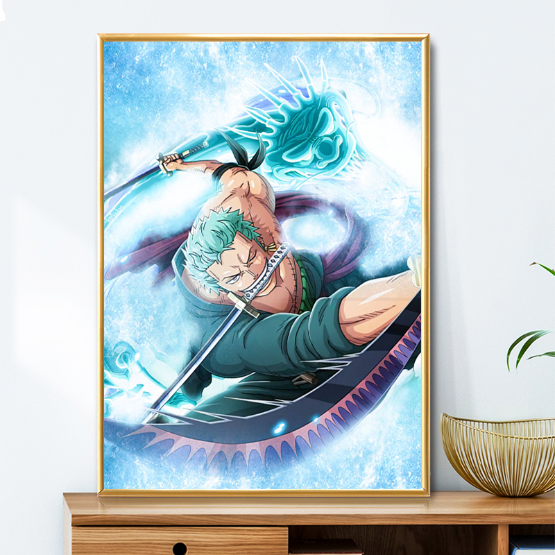 钻石画满钻新款带框海贼王索隆diy砖石画学生卡通手工十字绣圆钻_虎窝淘