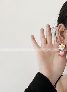 手工编织耳环小花蕾丝线百搭女
