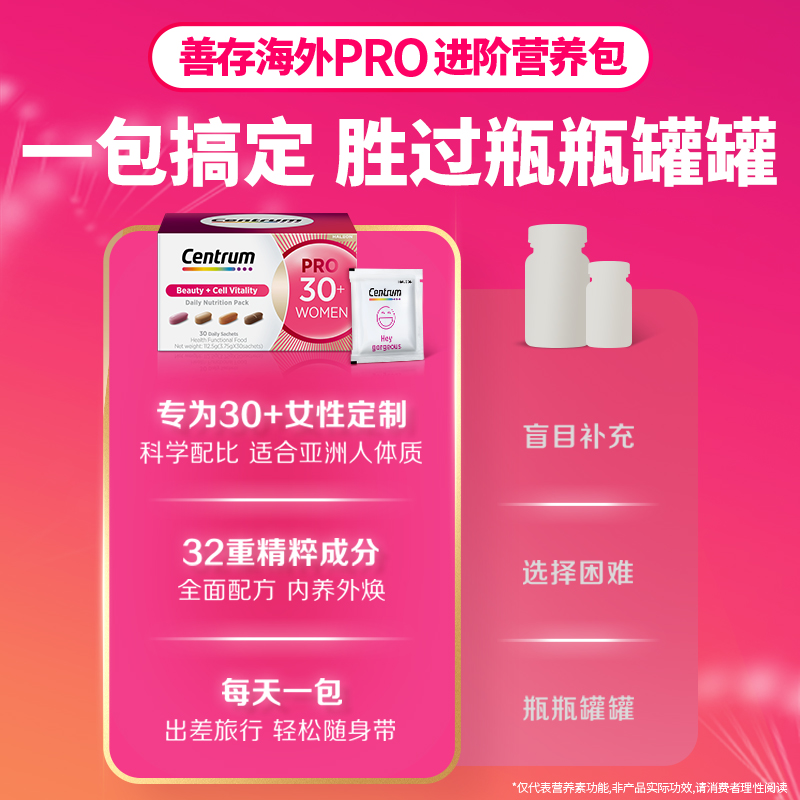 Centrum善存海外进阶营养包女士复合维生素30/40岁保健官方旗舰店