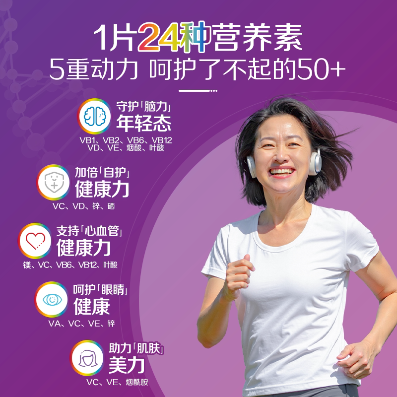 Centrum善存海外维生素C中老年女士矿物质复合维生素碘片275粒